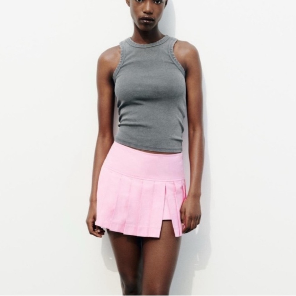 Zara pink pleated skort women’s size large new with tags modern contemporary